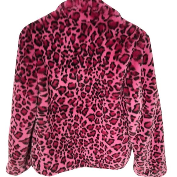 Zadig & Voltaire Lila Leopard Jacket XS Pink Black Faux Fur Button Front - Picture 10 of 12